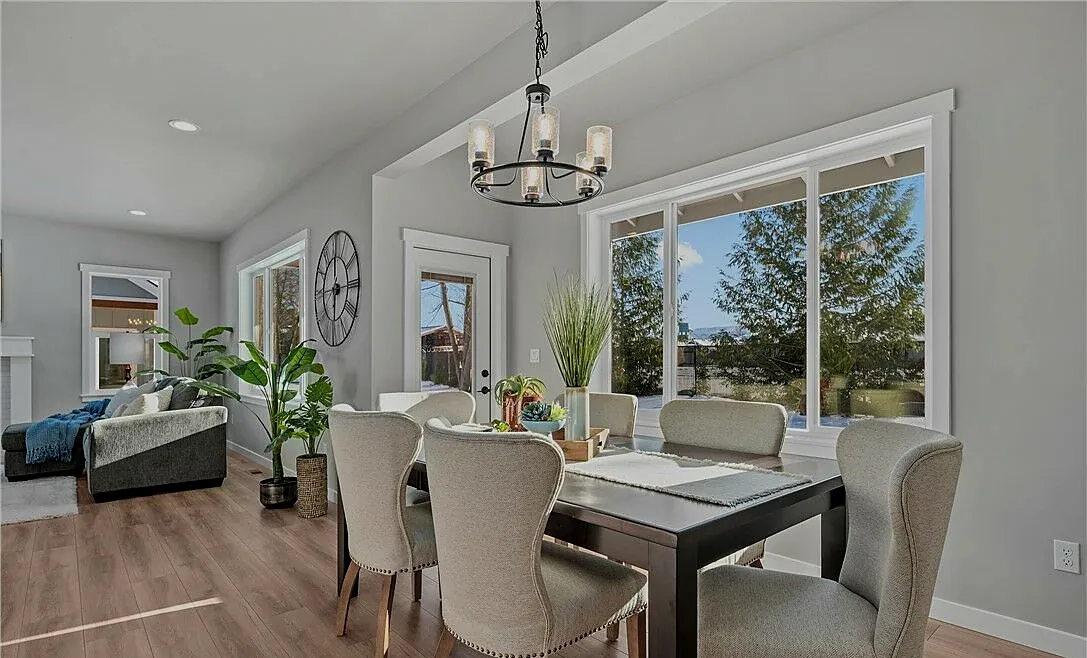 Bright dining room in a completed Whatcom County home