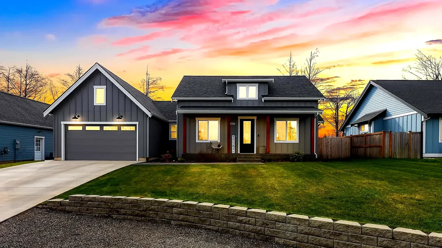 Completed modern house exterior
